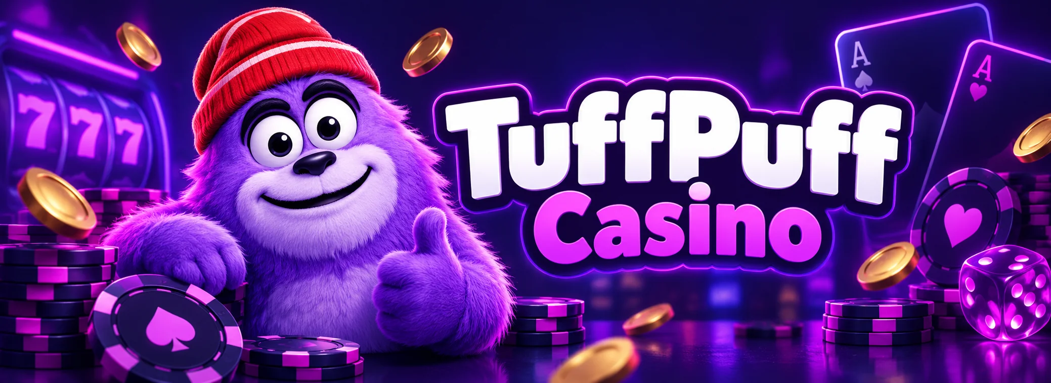 TuffPuff Casino Deutschland Willkommensbonus 240 Prozent bis 2.500 Euro und 300 Freispiele mit dem lila Maskottchen